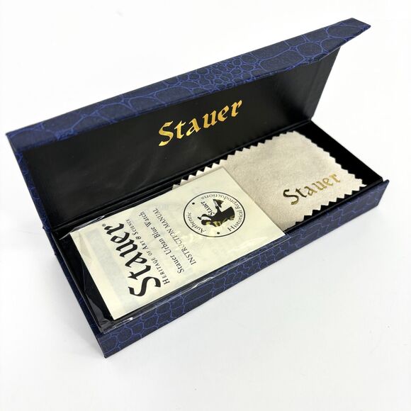 Stauer Urban Blue Dial Watch Analog Quartz Stainless Steel Black Leather Strap - Picture 7 of 9